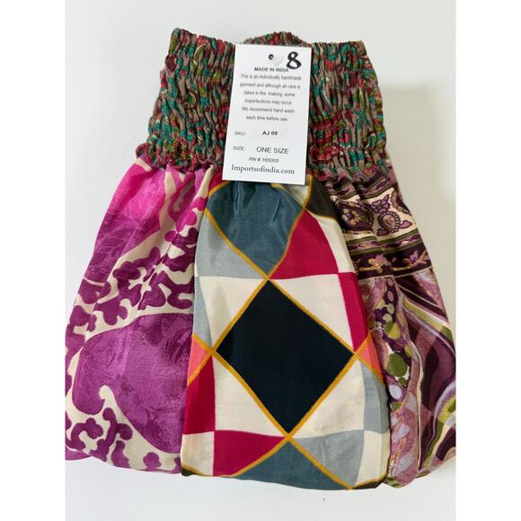 Mixed-print wide-leg trousers- One Size 100% Silk - Picture 5 of 5